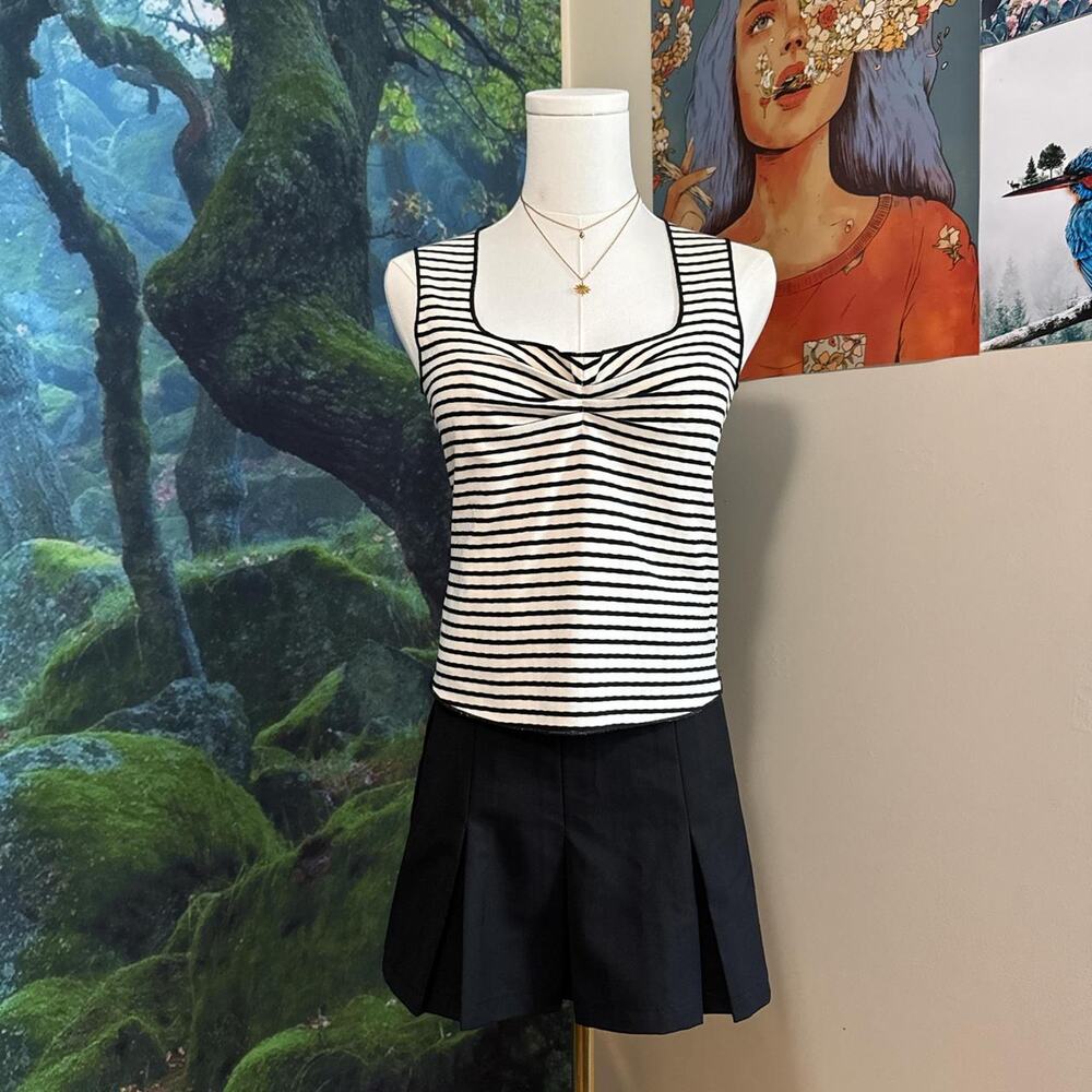 striped ruched tank top miou muse parisian style y2k basic